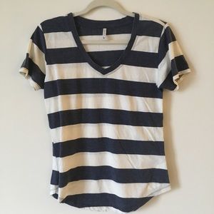 Z Supply, navy/white striped v-neck tee, M